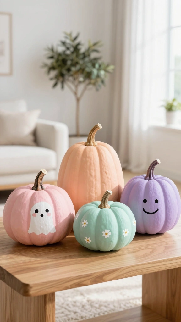 Sweet and Pastel Painted Pumpkins