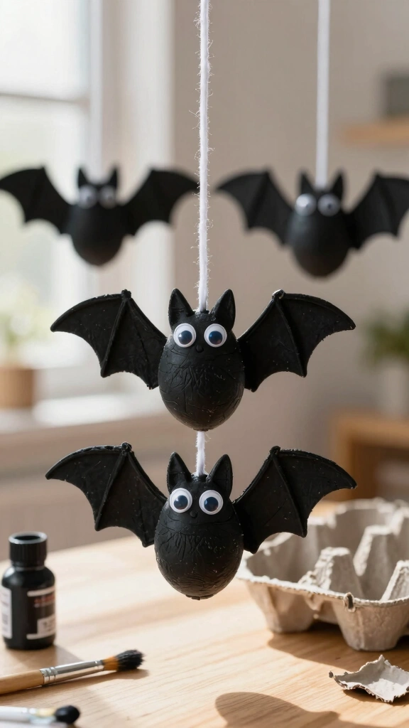Egg Carton Hanging Bats