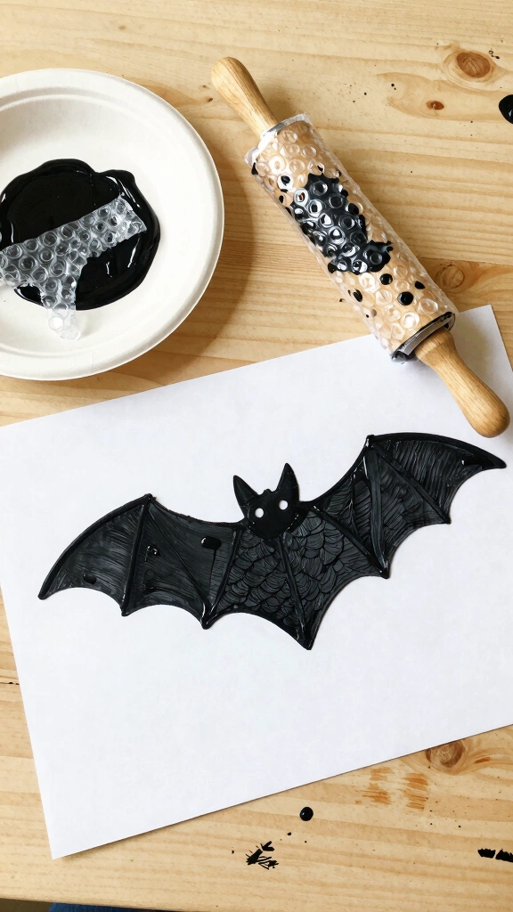 Bubble Wrap Painted Bats