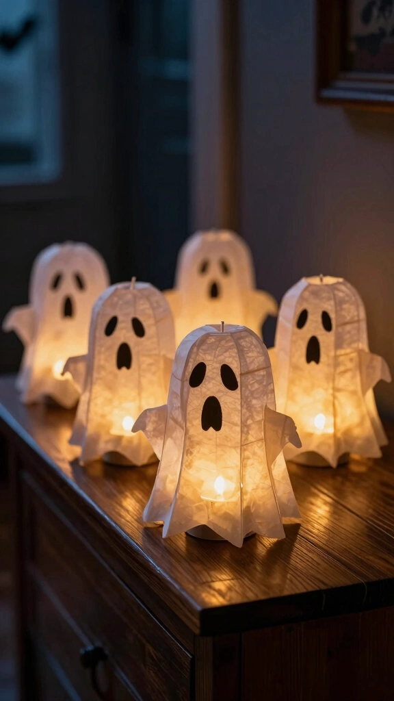 Glowing 3D Paper Lantern Ghosts