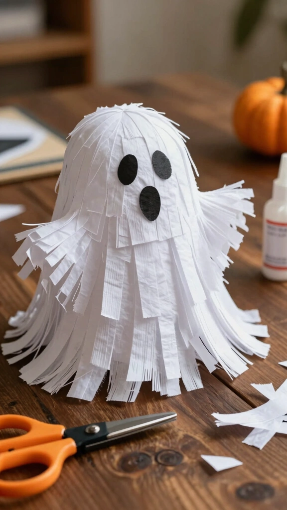 Crepe Paper Fringe Ghosts
