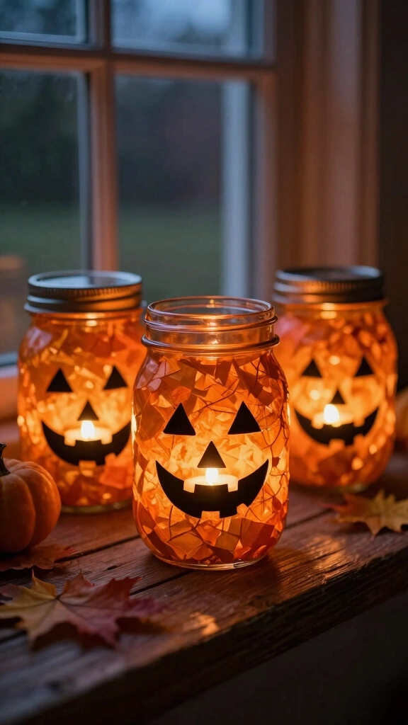 Mason Jar Pumpkin Lanterns