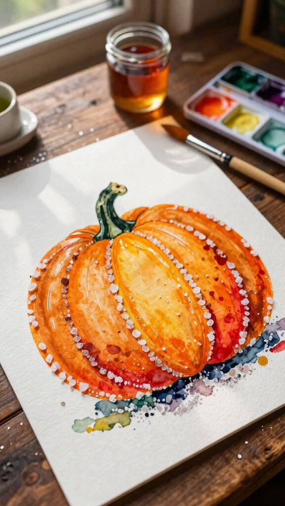 Textured Salt Painting Pumpkins