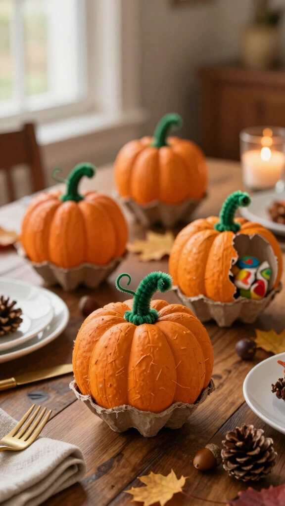 Egg Carton Pumpkins