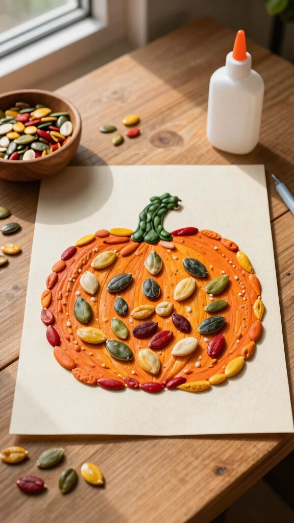 Painted Pumpkin Seed Art