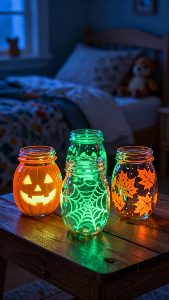 Glow-in-the-Dark Pumpkin Jars