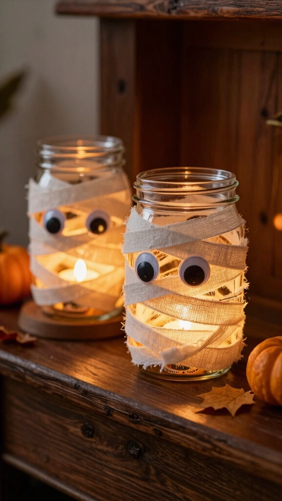 Mason Jar Mummy Lanterns