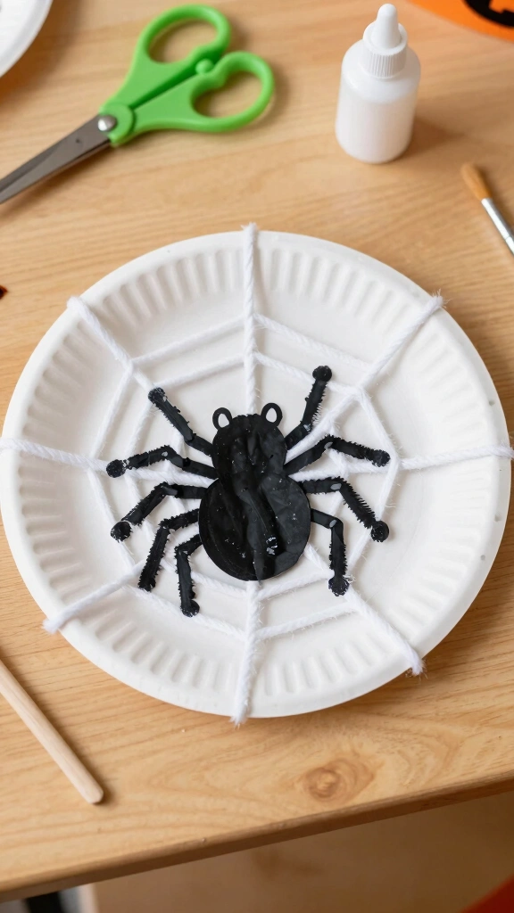 Handprint Spiders in Paper Plate Webs