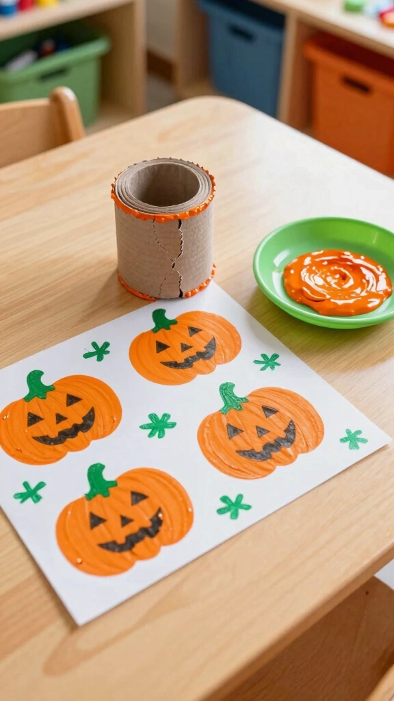 Toilet Paper Roll Pumpkin Stamps