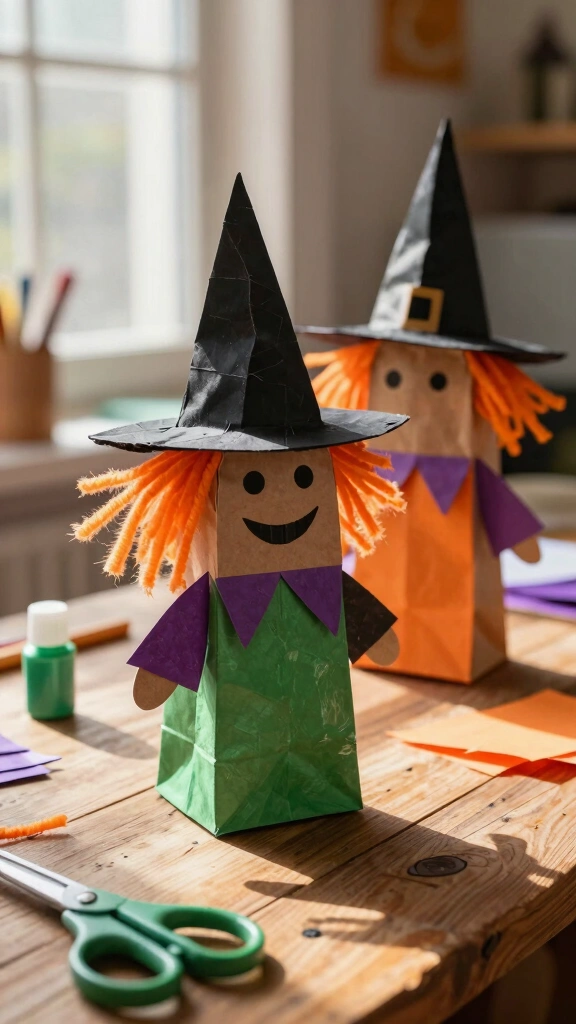 Paper Bag Witch Puppets