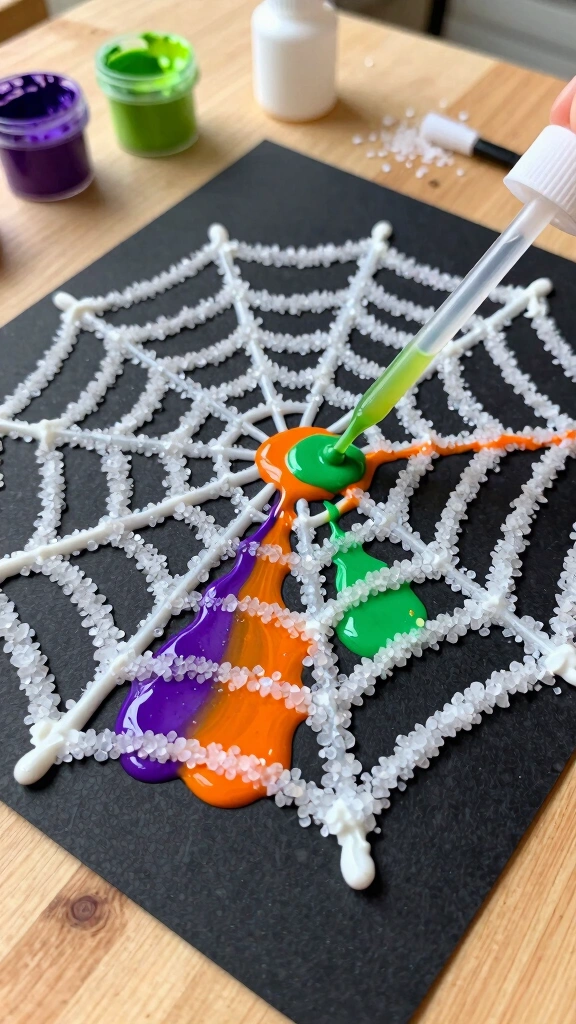 Salt Painted Spiderwebs