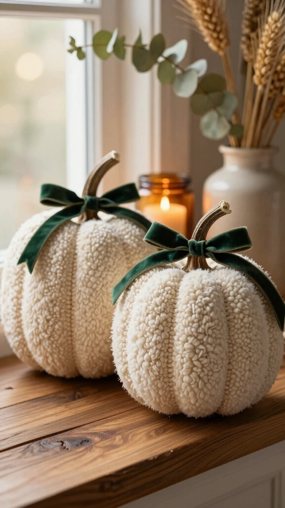 Cozy Bouclé Wrapped Pumpkins