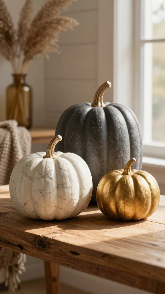 Elegant Plaster-Cast Pumpkins