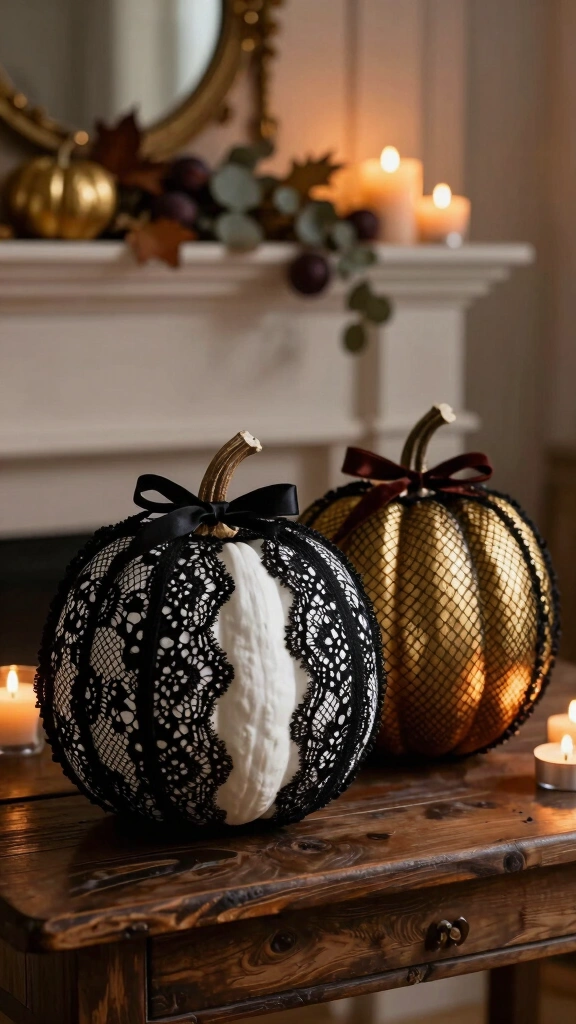Chic Lace-Covered Pumpkins
