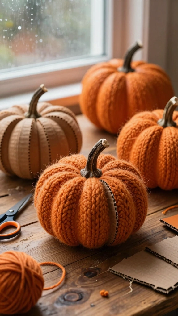Yarn-Wrapped Pumpkins