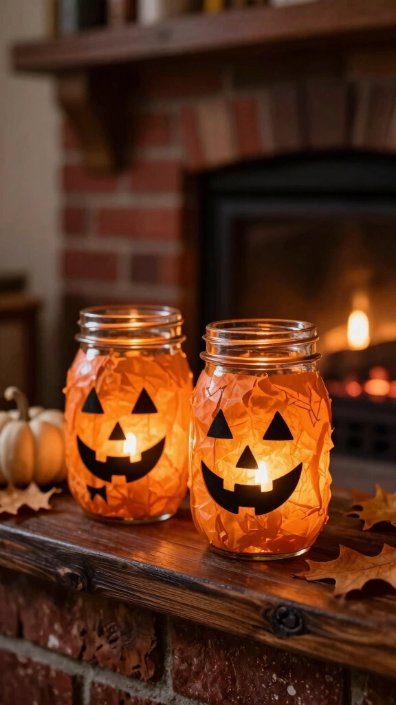 Mason Jar Pumpkin Lanterns