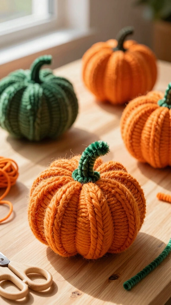 Yarn-Wrapped Pumpkins