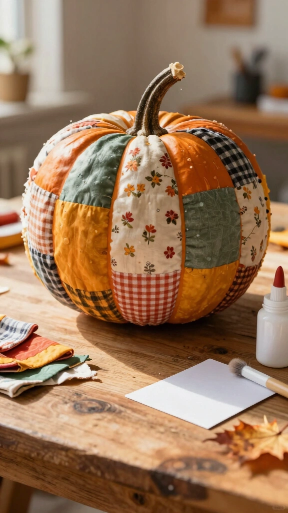 Mod Podge Fabric Scrap Pumpkins