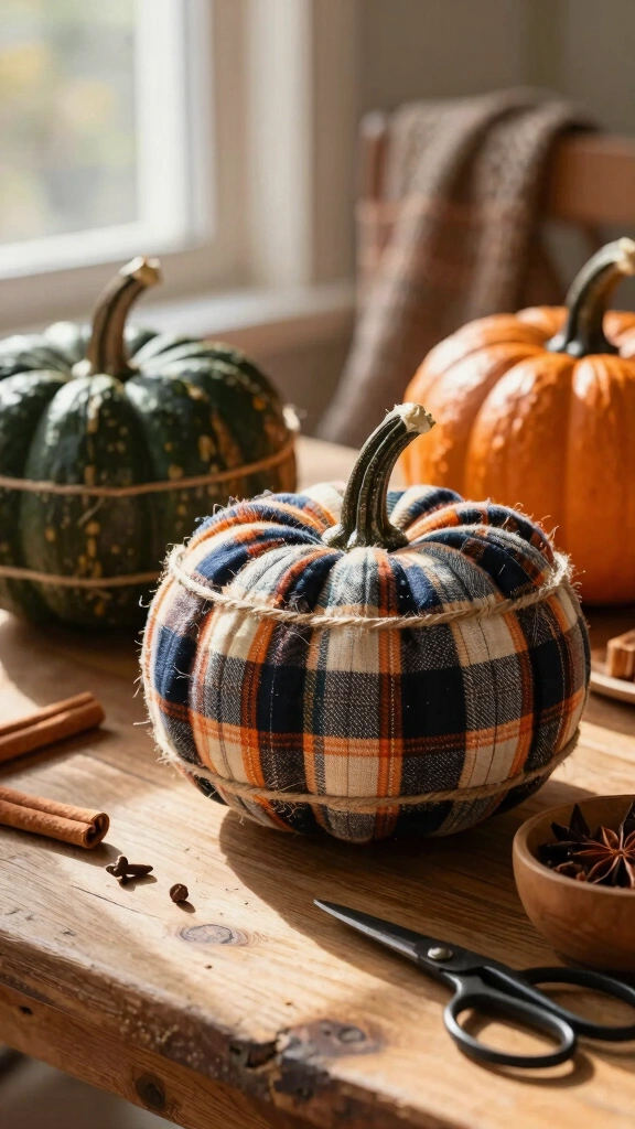 Upcycled Flannel Shirt Pumpkins