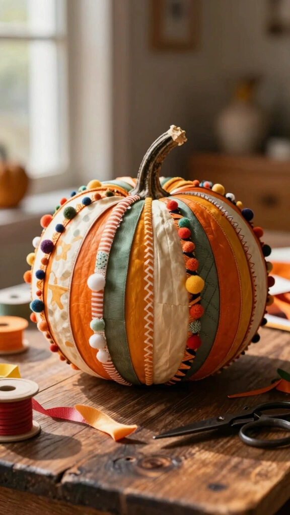 Ribbon and Trim Collage Pumpkins