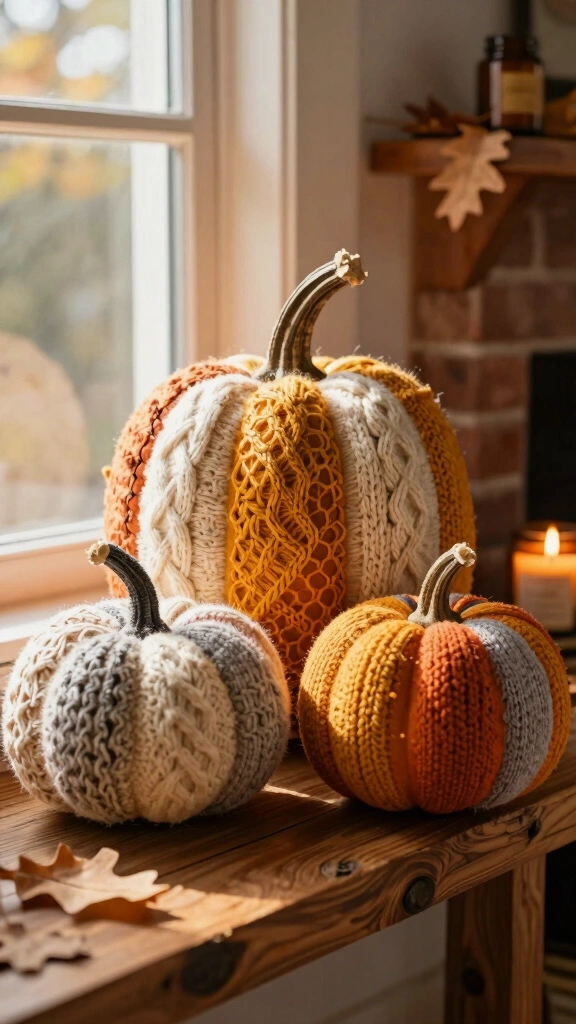 Repurposed Cable Knit Sweater Pumpkins