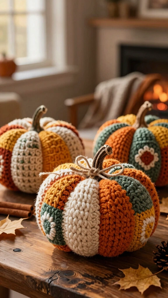 Crochet Scrap Patchwork Pumpkins