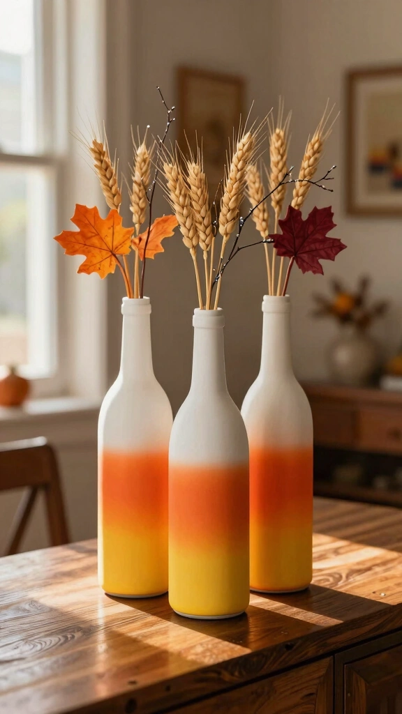Spooky Candy Corn Wine Bottles