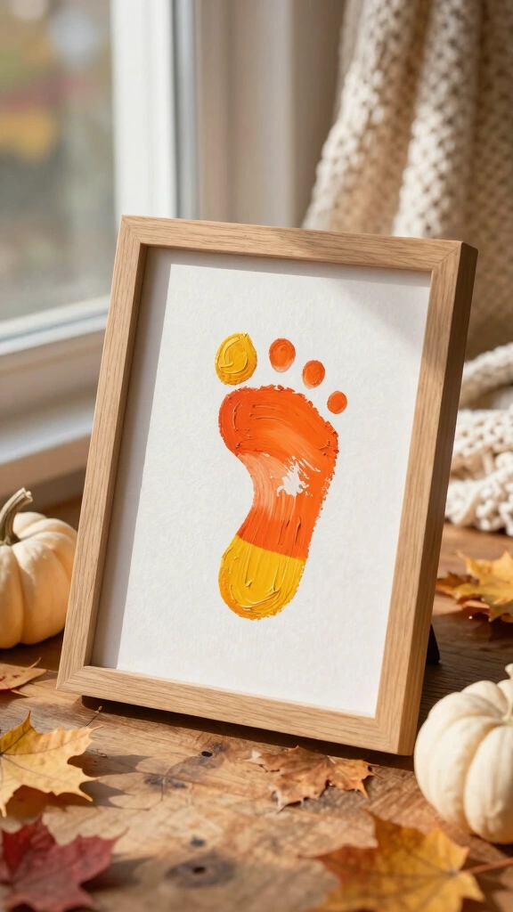 Candy Corn Footprint Art