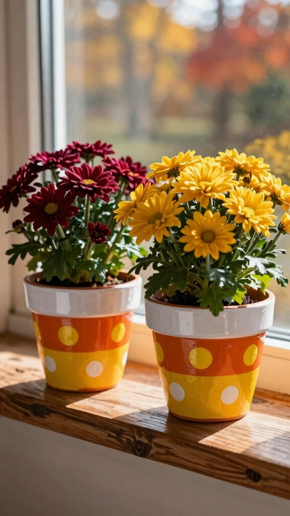 Polka Dot Candy Corn Flower Pots
