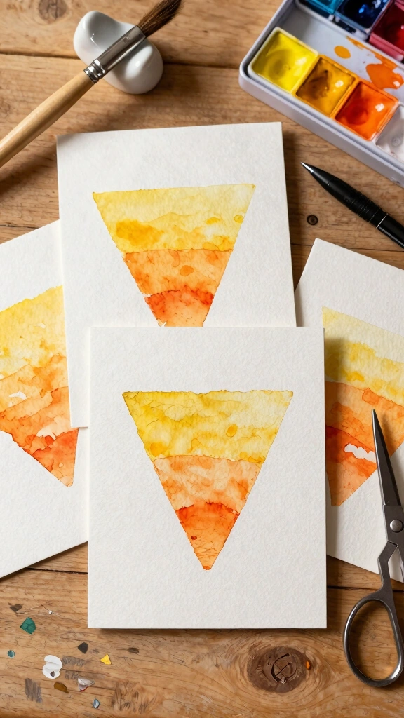 Candy Corn Watercolor Greeting Cards