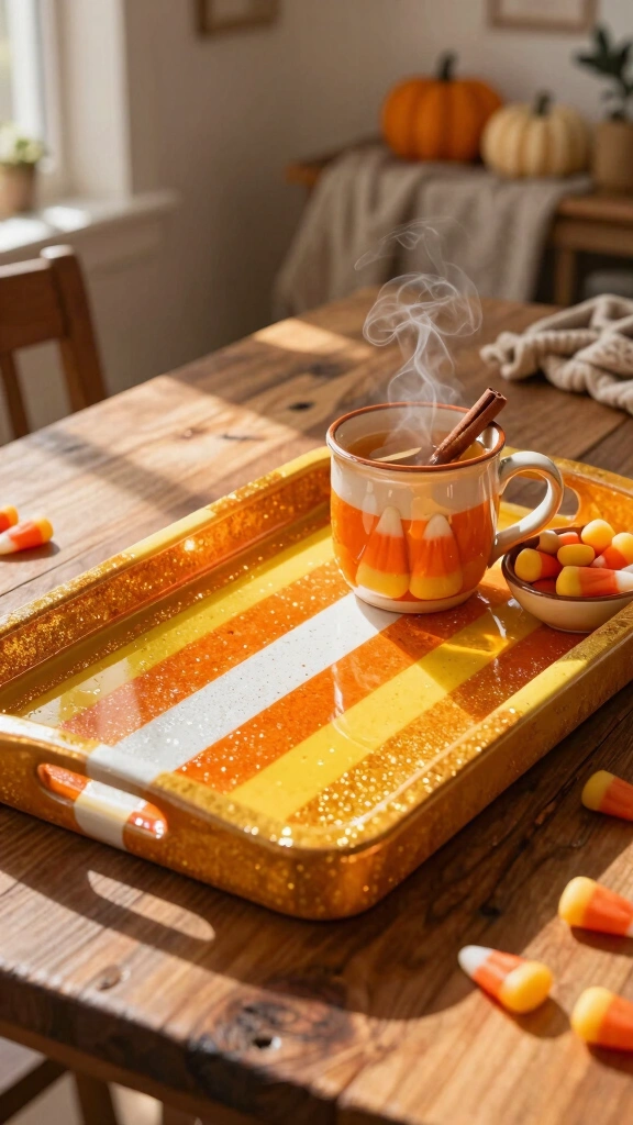 Glittery Candy Corn Serving Tray