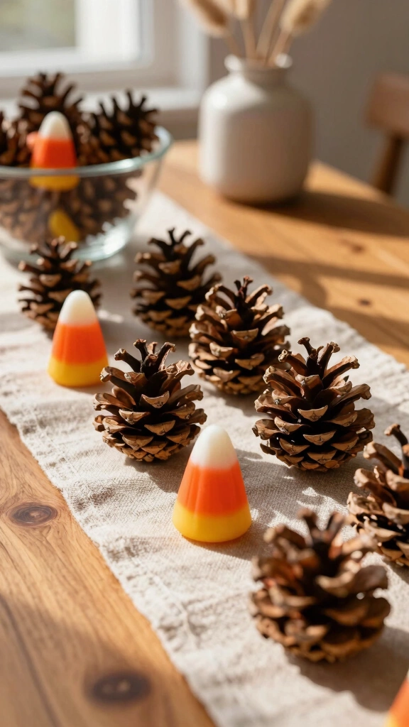 Minimalist Candy Corn Pinecones