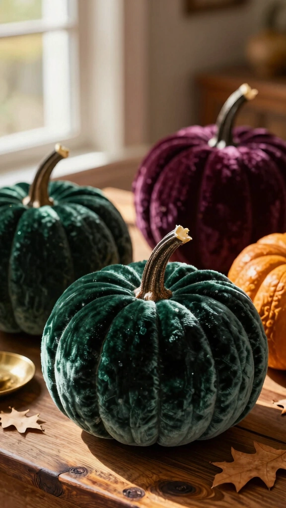 Chic Velvet-Wrapped Foam Pumpkins