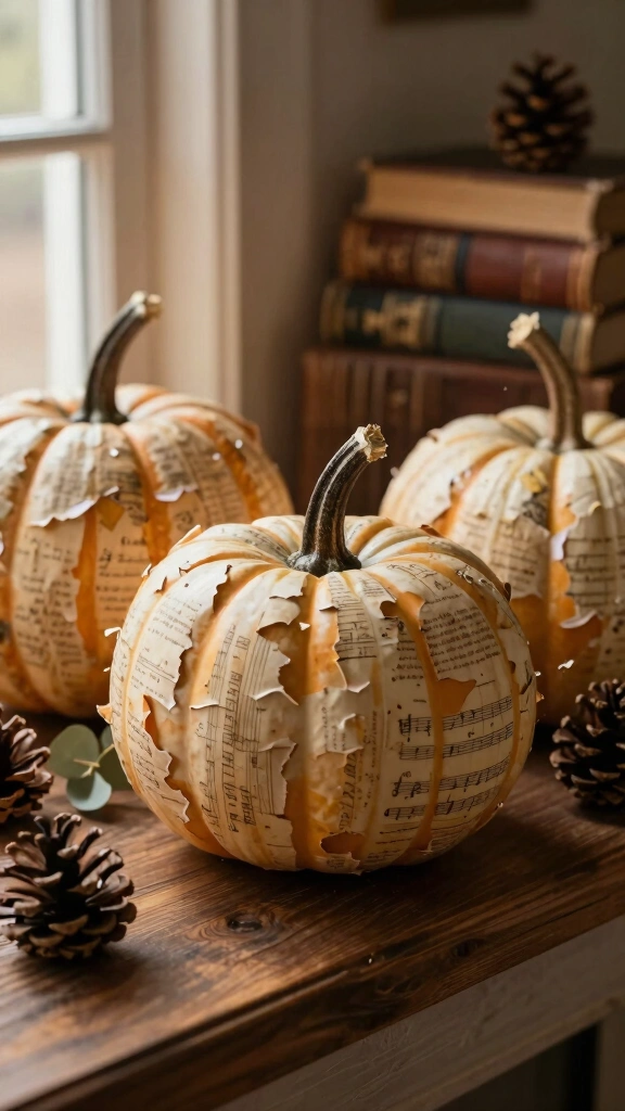 Decoupage Book Page Pumpkins