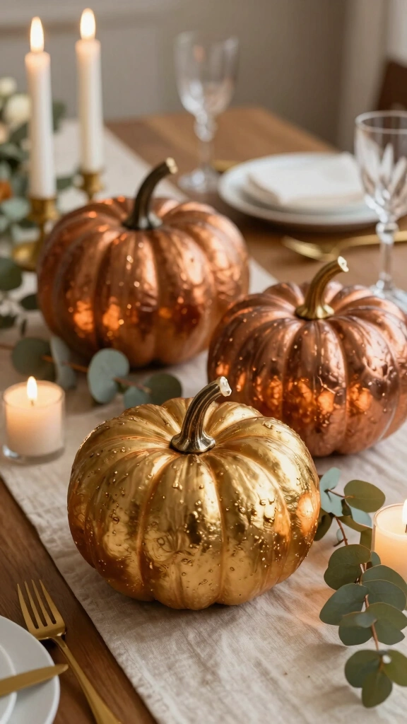 Glam Metallic Gold and Bronze Pumpkins