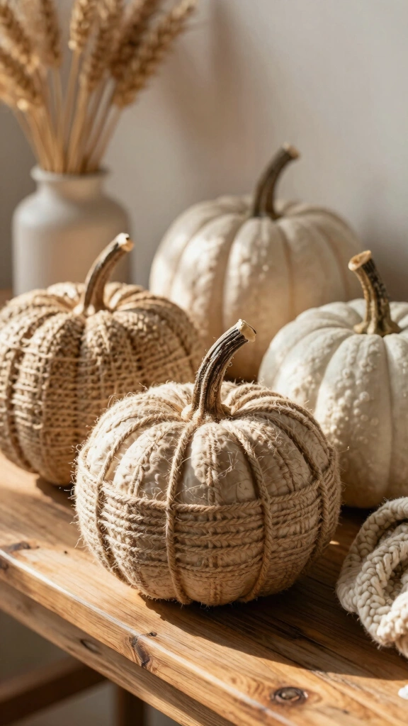 Rustic Twine-Wrapped Pumpkins