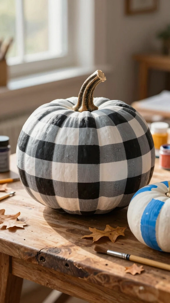 Bold Buffalo Plaid Painted Pumpkins