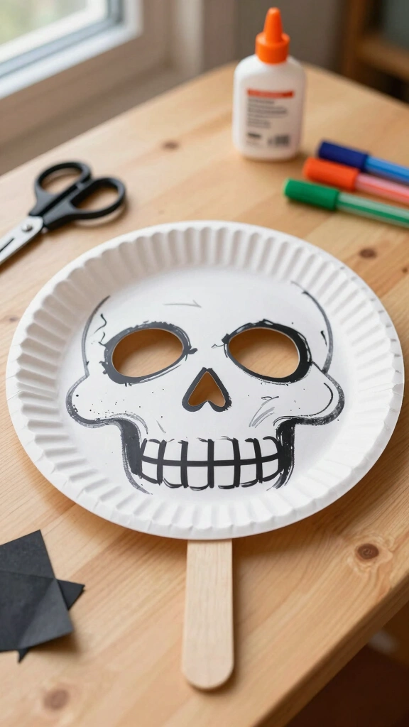 Paper Plate Skull Mask