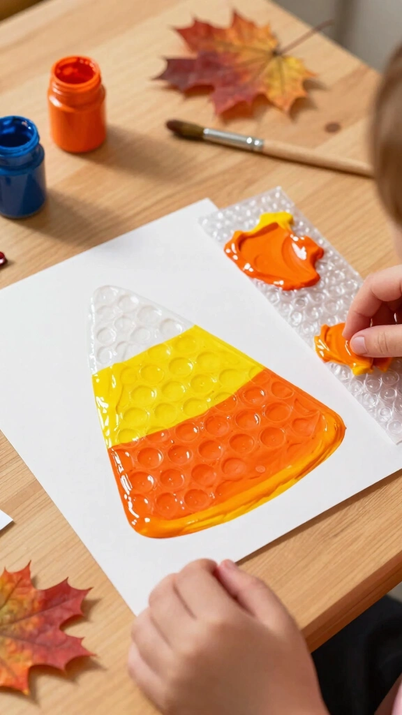 Bubble Wrap Painted Candy Corn