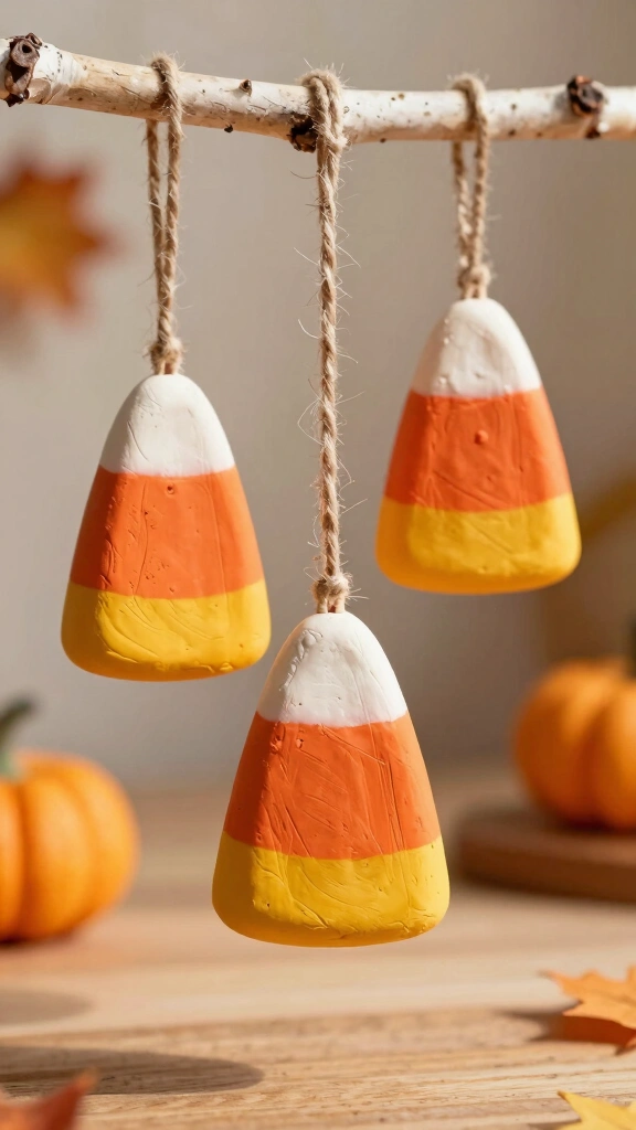 Candy Corn Clay Ornaments