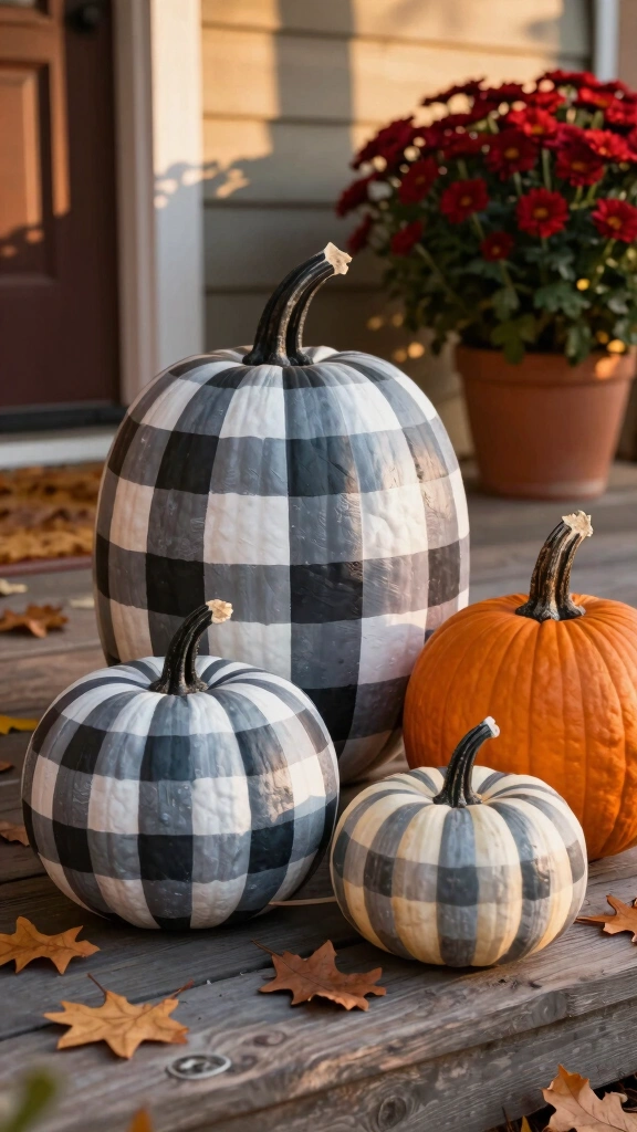 Buffalo Plaid Painted Pumpkins