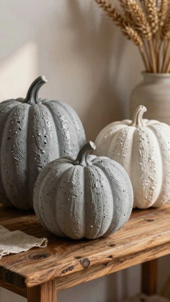 Faux Concrete-Look Painted Pumpkins