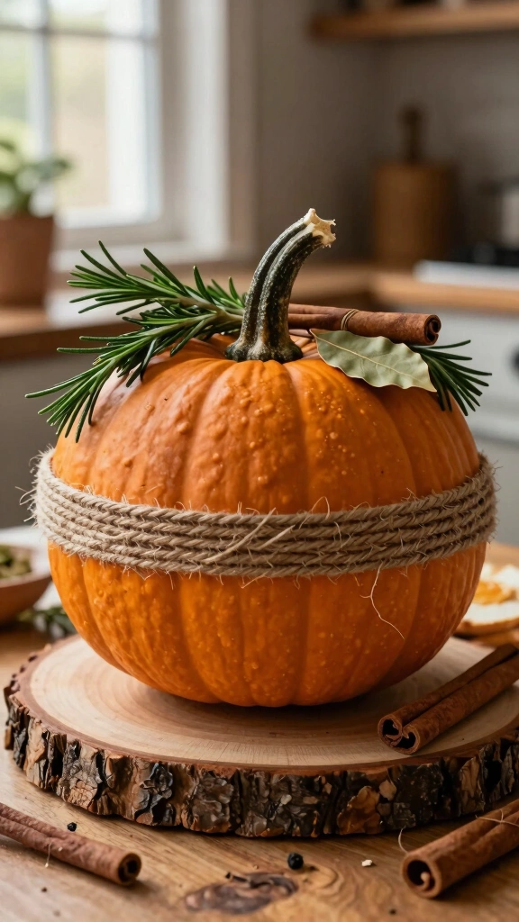 Rustic Twig and Herb Pumpkins