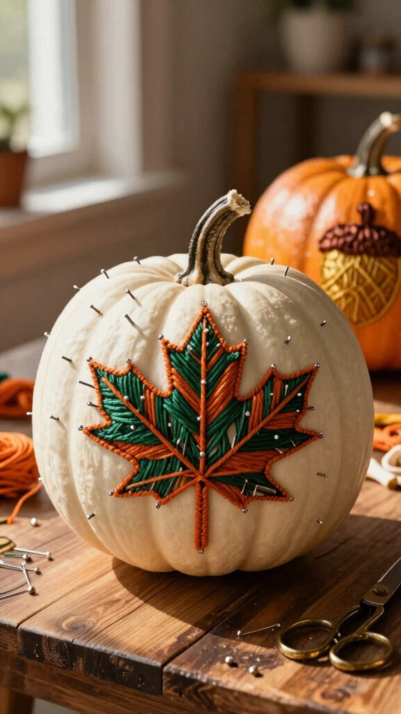 Modern Embroidery Thread String Art Pumpkins