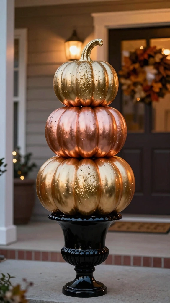 Glittering Metallic Glam Pumpkins