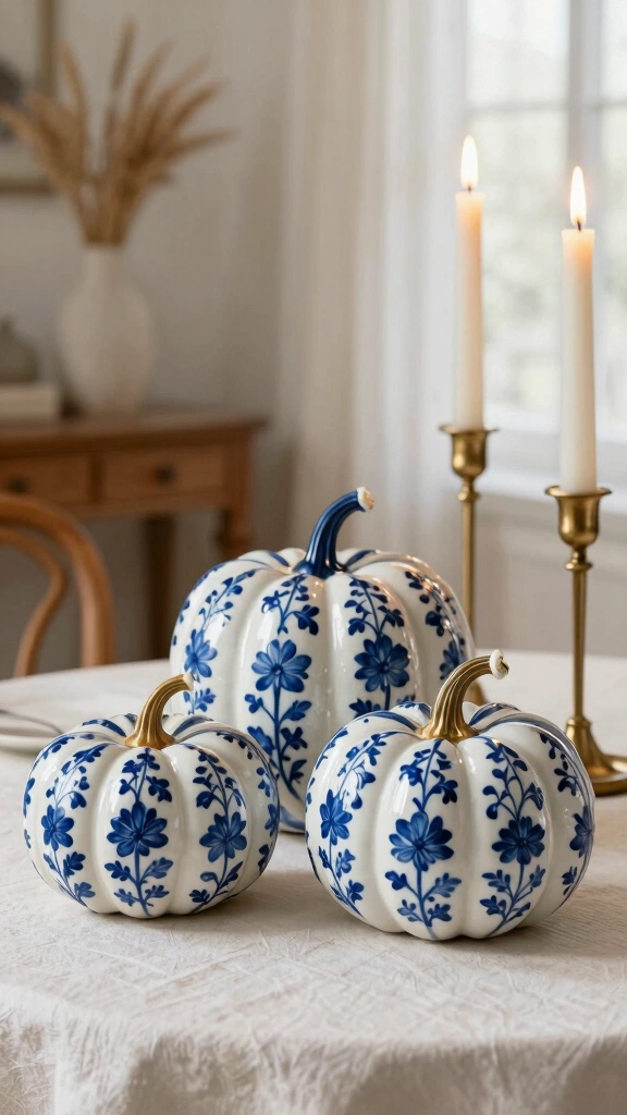 Elegant Blue and White Chinoiserie Pumpkins