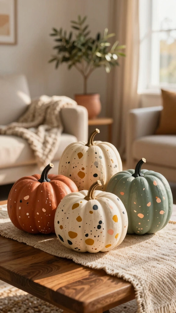 Terrazzo-Style Painted Pumpkins