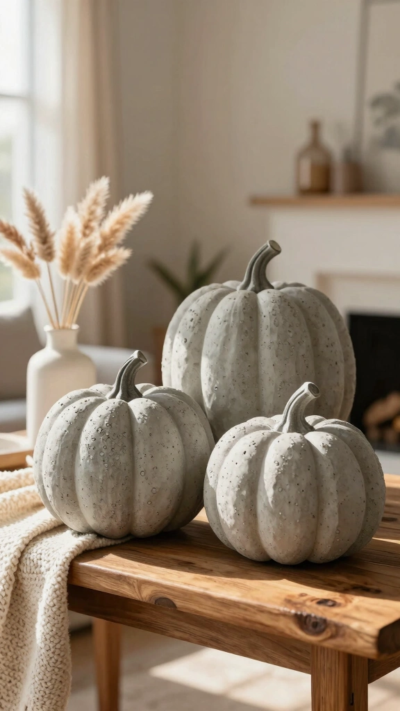 Faux Concrete Textured Pumpkins