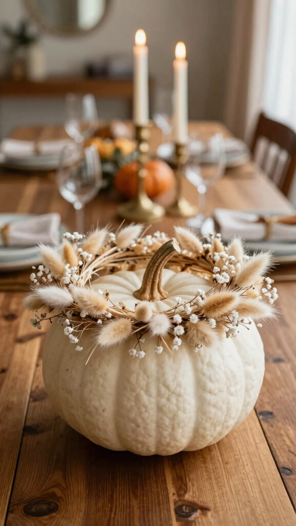 Whimsical Dried Floral Crown Pumpkins