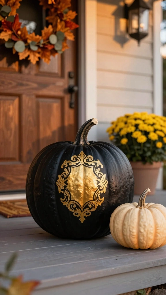 Sophisticated Monogram Porch Pumpkins
